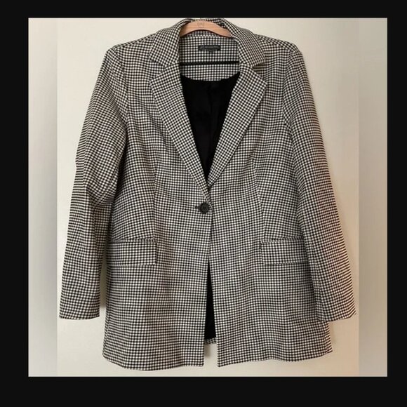 Adrianna Papell Houndstooth One-Button Blazer Jacket Black & White – XL - Picture 2 of 4